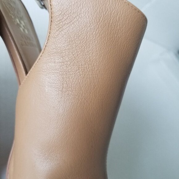 Vince Camuto Olivia Tan Leather Shootie Open Toe Sandal Heels 4" Dressy Date 11 - Picture 14 of 16